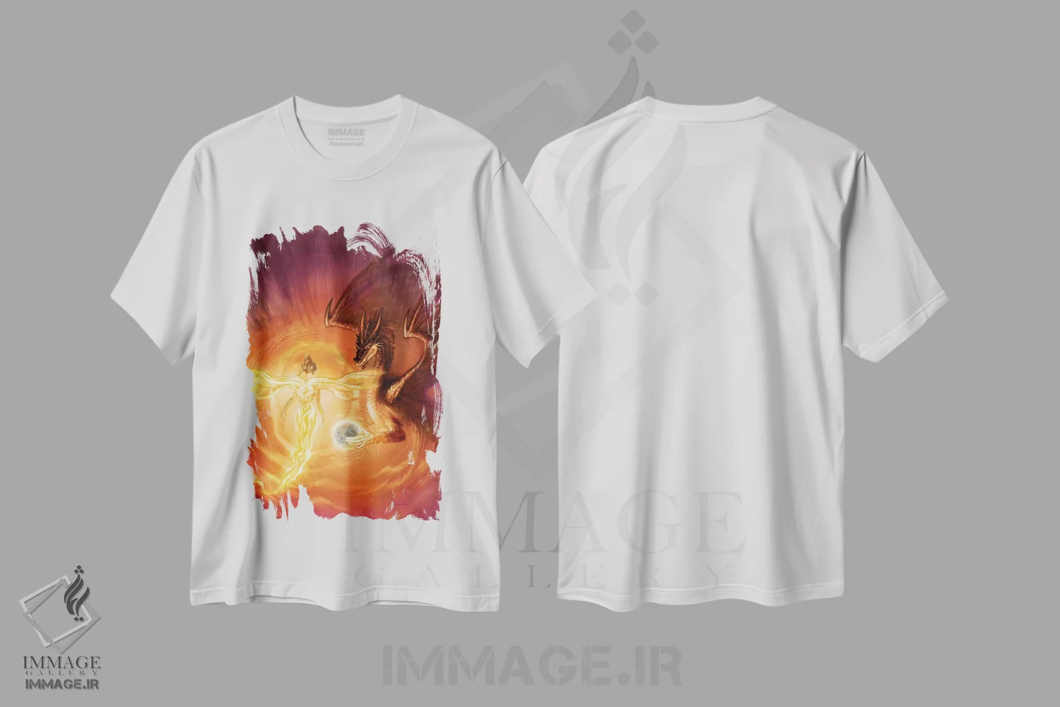 تیشرت سفید طرح دار اژدهای فرشته ای، مدیوم اثر سیروئلو | فروشگاه ایماژ