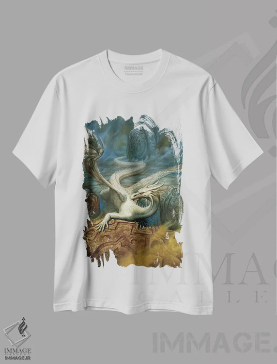 تیشرت سفید طرح دار در حال پرواز، مدیوم اثر سیروئلو | immage.ir