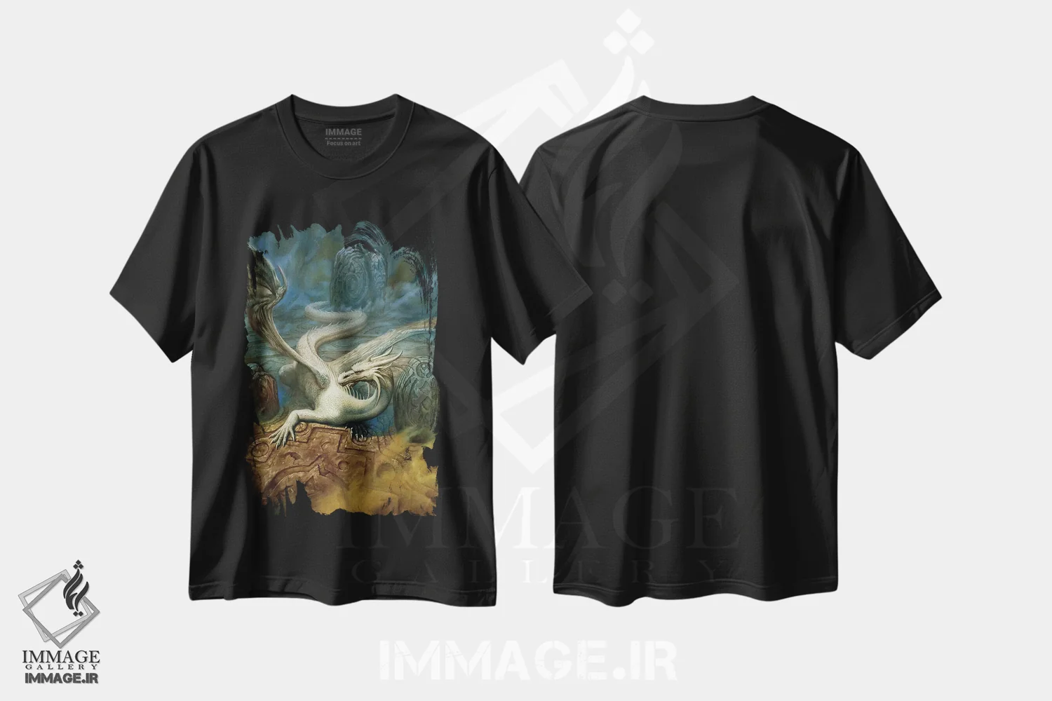 تیشرت مشکی طرح دار در حال پرواز، مدیوم اثر سیروئلو | فروشگاه ایماژ