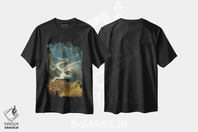 تیشرت مشکی طرح دار در حال پرواز، مدیوم اثر سیروئلو | فروشگاه ایماژ