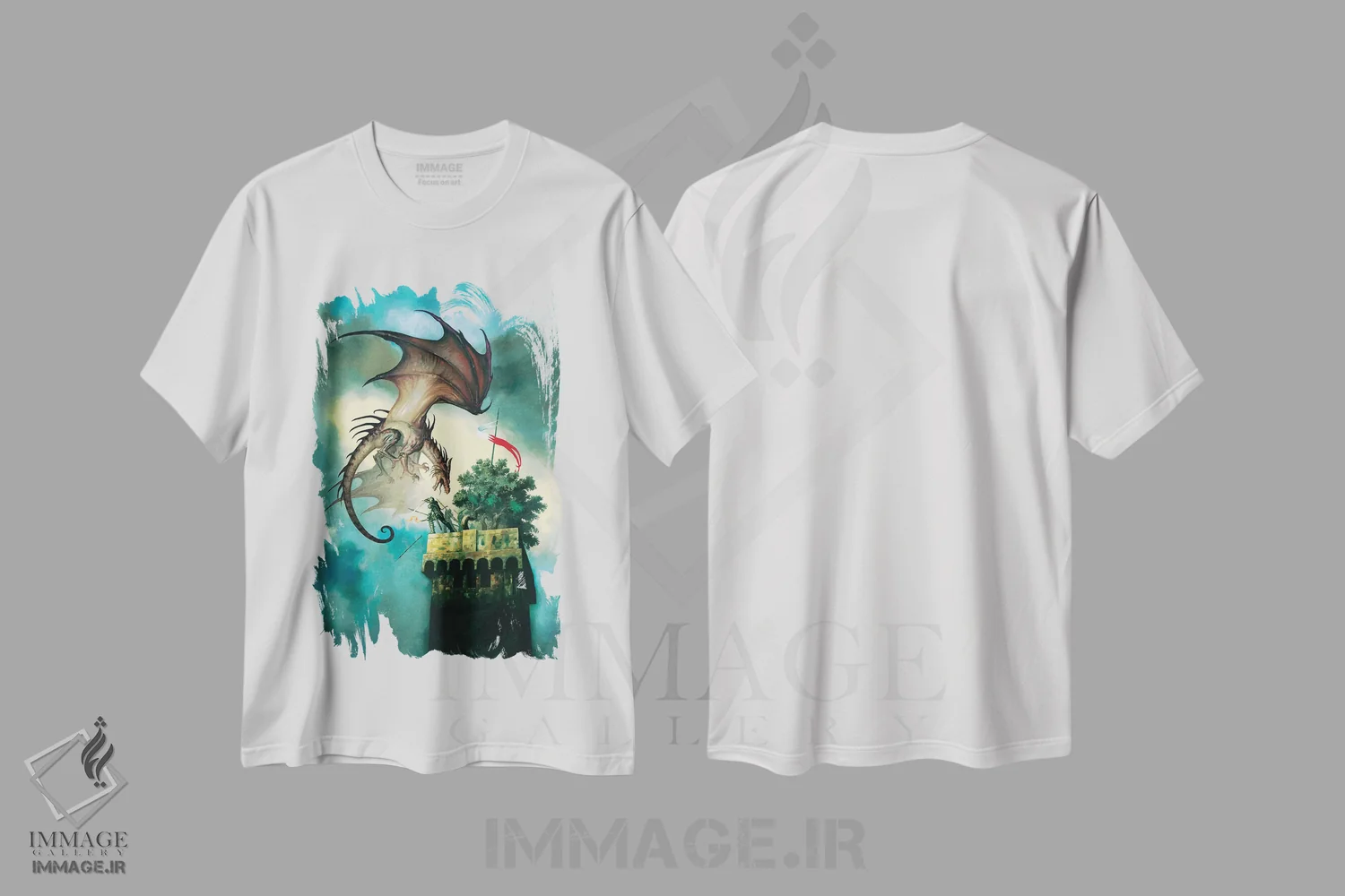 تیشرت سفید طرح دار اژدهای لوکا، مدیوم اثر سیروئلو | immage.ir