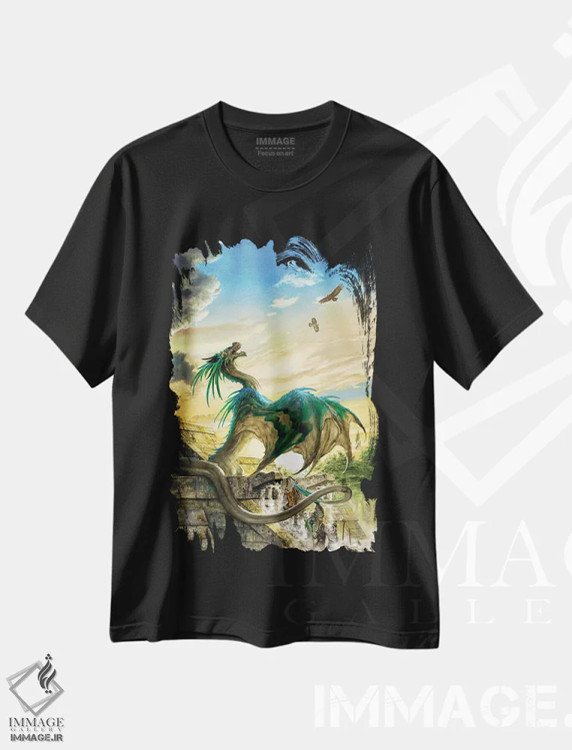 تیشرت مشکی طرح دار کتزالکواتل، مدیوم اثر سیروئلو | فروشگاه ایماژ