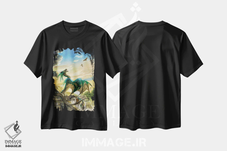 تیشرت مشکی طرح دار کتزالکواتل، مدیوم اثر سیروئلو | فروشگاه ایماژ