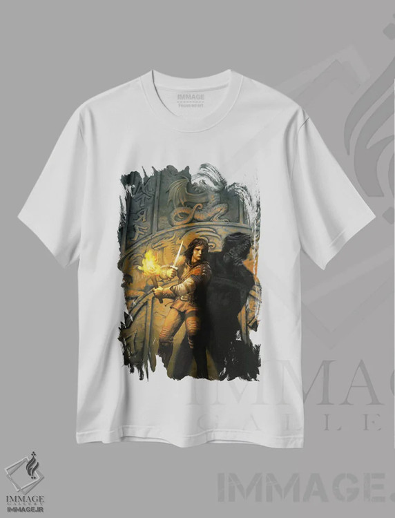 تیشرت سفید طرح دار اژدهای خشم، مدیوم اثر سیروئلو | فروشگاه ایماژ