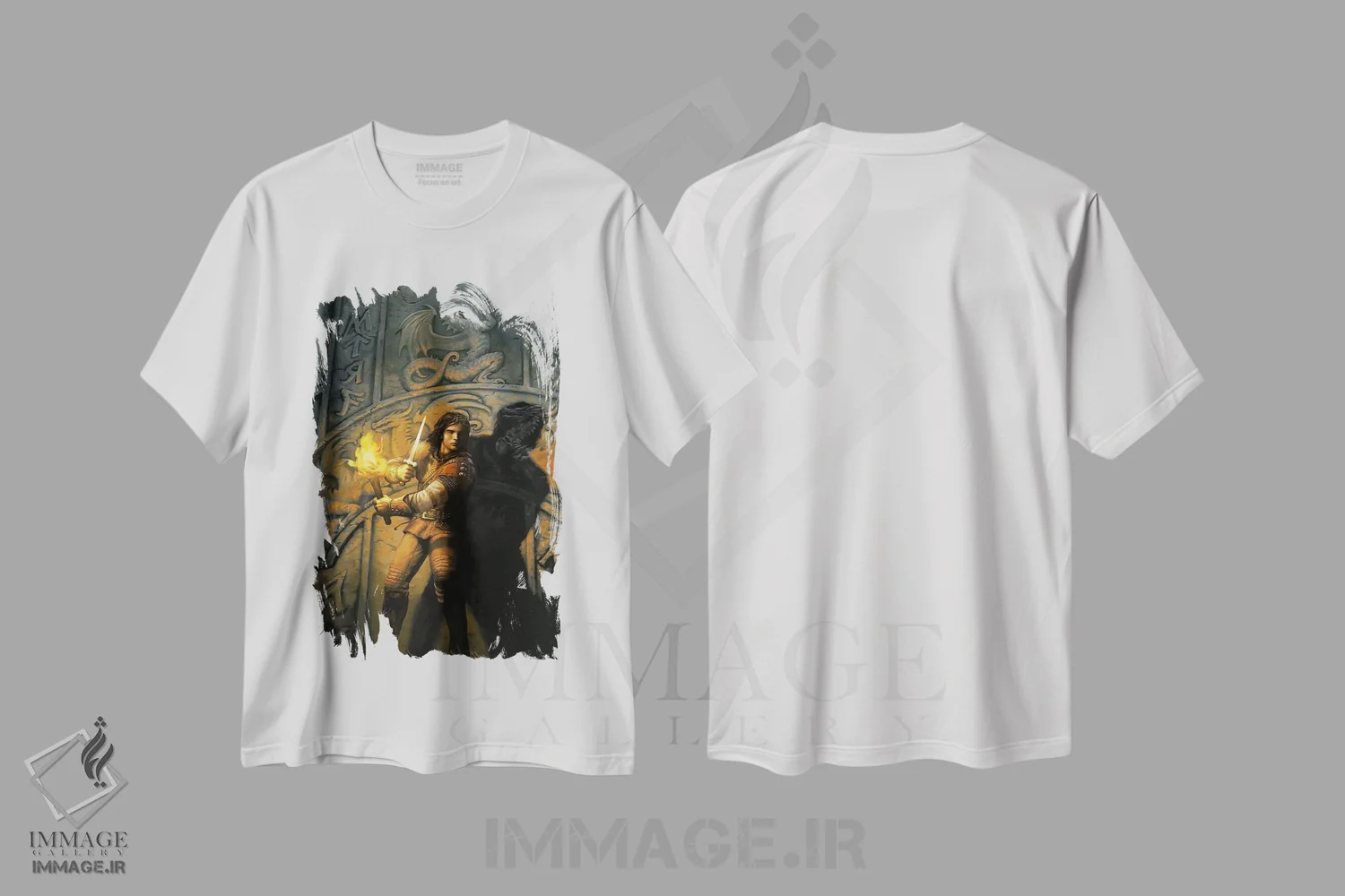 تیشرت سفید طرح دار اژدهای خشم، مدیوم اثر سیروئلو | فروشگاه ایماژ