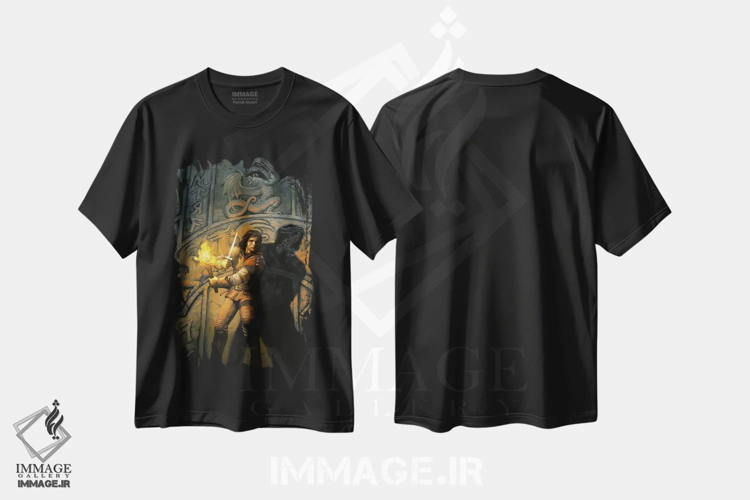 تیشرت مشکی طرح دار اژدهای خشم، مدیوم اثر سیروئلو | immage.ir