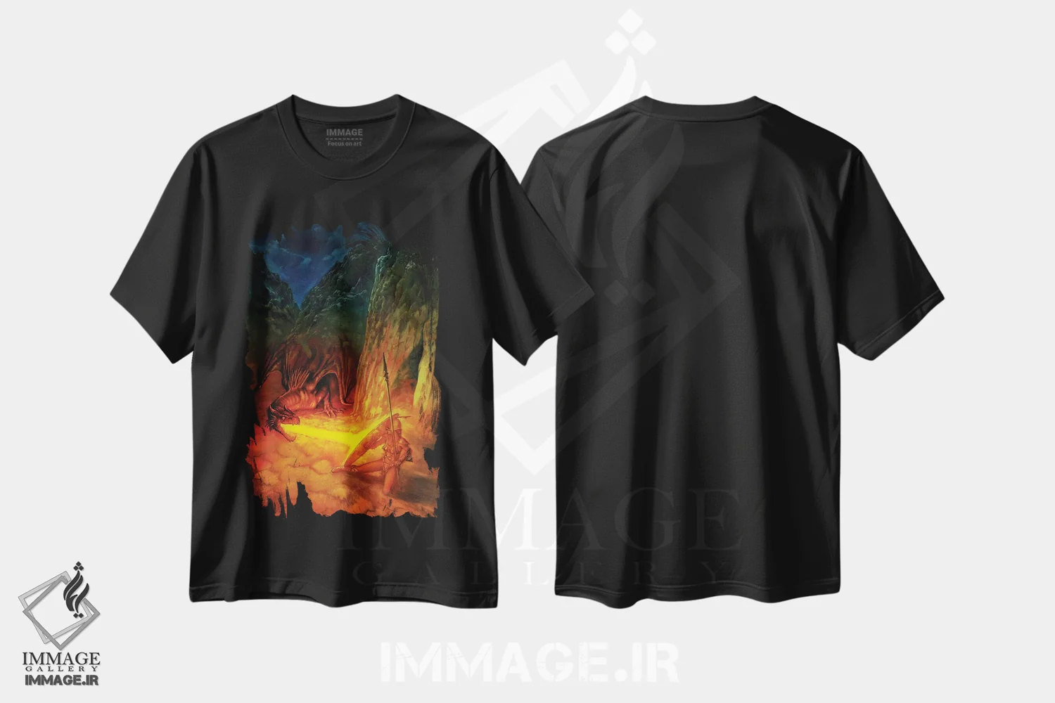 تیشرت مشکی طرح دار آمازون سرخ، مدیوم اثر سیروئلو | فروشگاه ایماژ