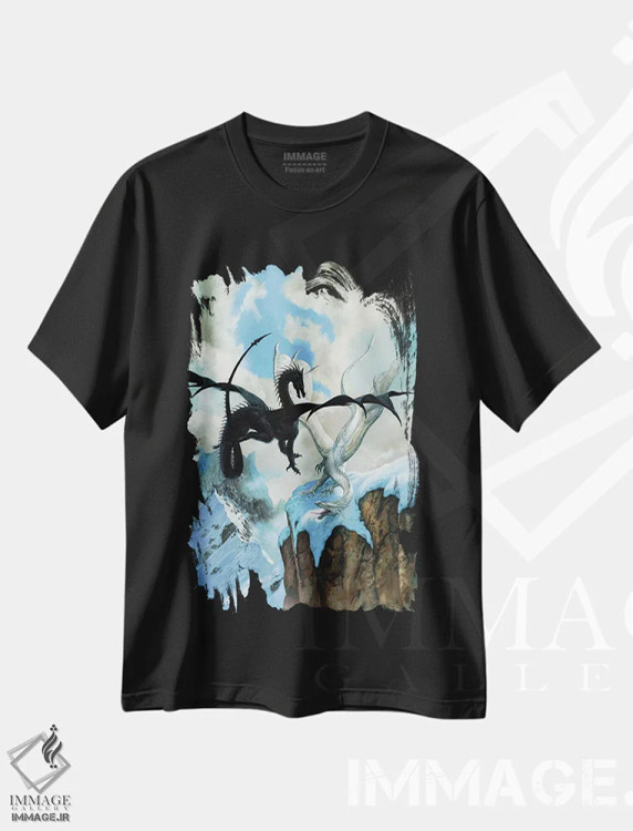 تیشرت مشکی طرح دار اژدهای نبرد، مدیوم اثر سیروئلو | فروشگاه ایماژ
