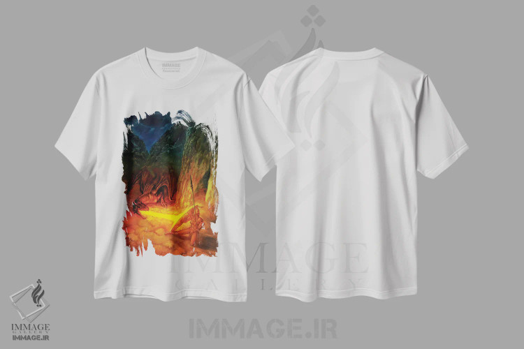 تیشرت سفید طرح دار آمازون سرخ، مدیوم اثر سیروئلو | immage.ir