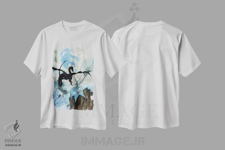 تیشرت سفید طرح دار اژدهای نبرد، مدیوم اثر سیروئلو | immage.ir