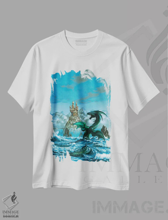 تیشرت سفید طرح دار اژدهای دریایی، مدیوم اثر سیروئلو | immage.ir