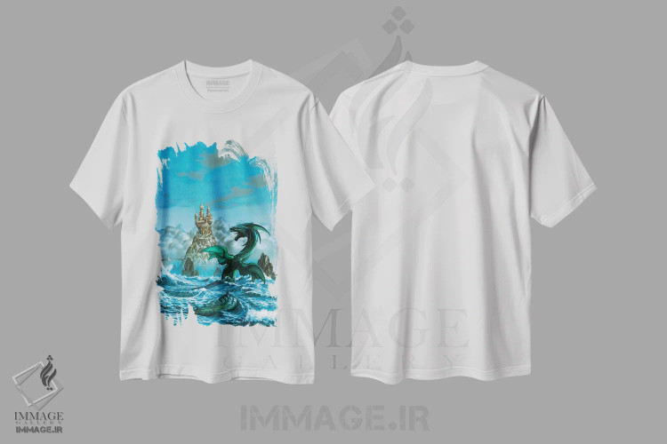 تیشرت سفید طرح دار اژدهای دریایی، مدیوم اثر سیروئلو | immage.ir