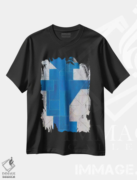 تیشرت مشکی طرح دار پیشگو آبی اثر استیفن چیمینی | فروشگاه ایماژ
