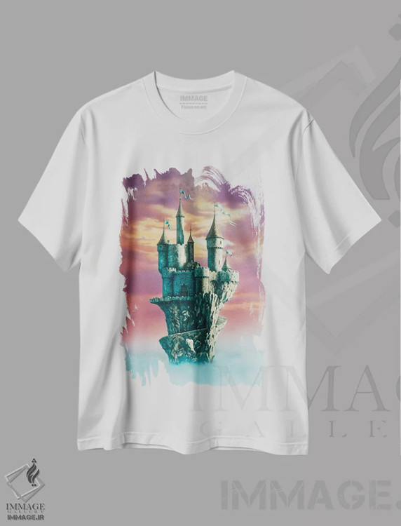 تیشرت سفید طرح دار قلعهٔ پادشاه انچ، مدیوم اثر سیروئلو | فروشگاه ایماژ
