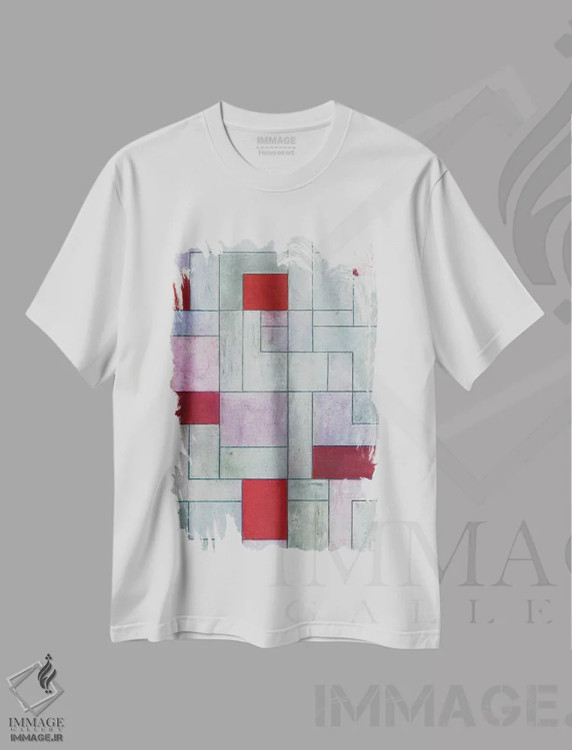 تیشرت سفید طرح دار مسائل خاکستری: قرمز اثر استیفن چیمینی | فروشگاه ایماژ