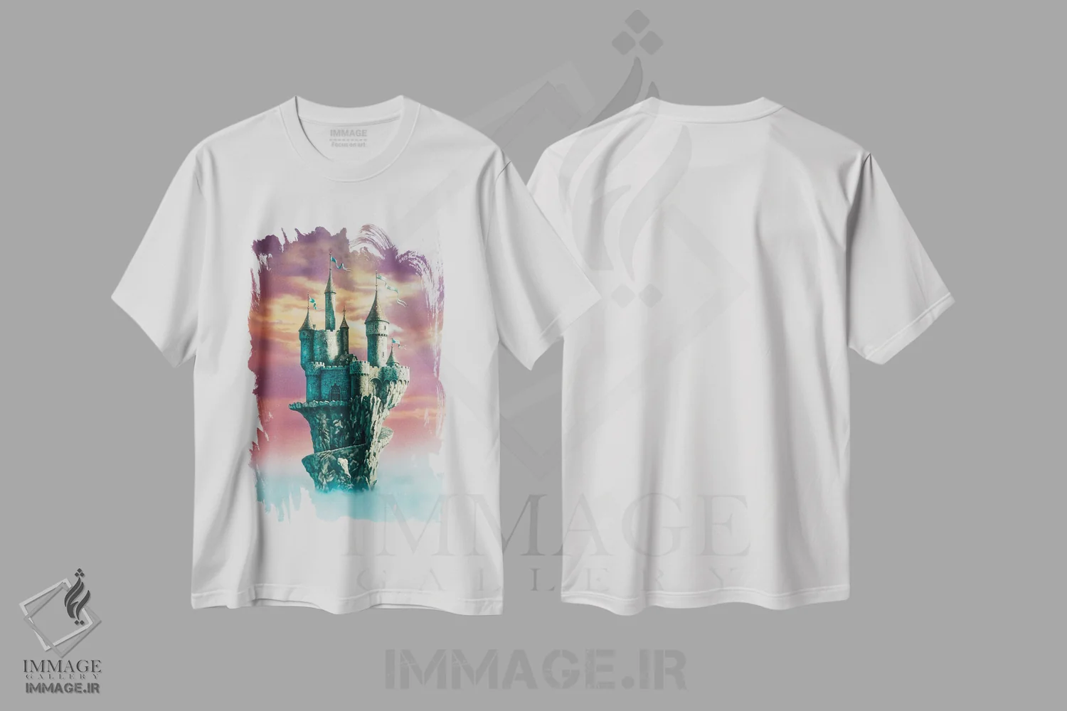 تیشرت سفید طرح دار قلعهٔ پادشاه انچ، مدیوم اثر سیروئلو | فروشگاه ایماژ