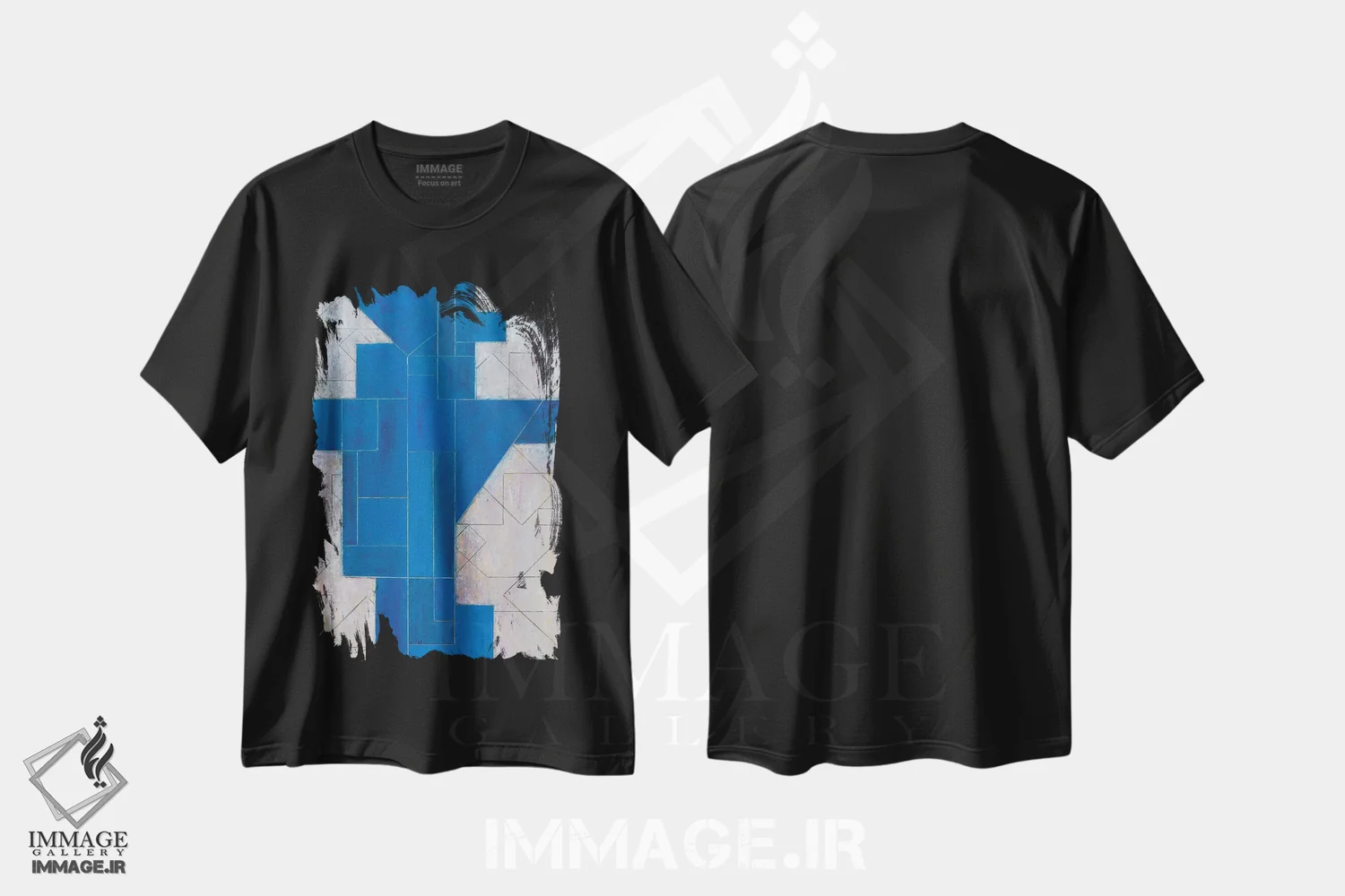 تیشرت مشکی طرح دار پیشگو آبی اثر استیفن چیمینی | فروشگاه ایماژ