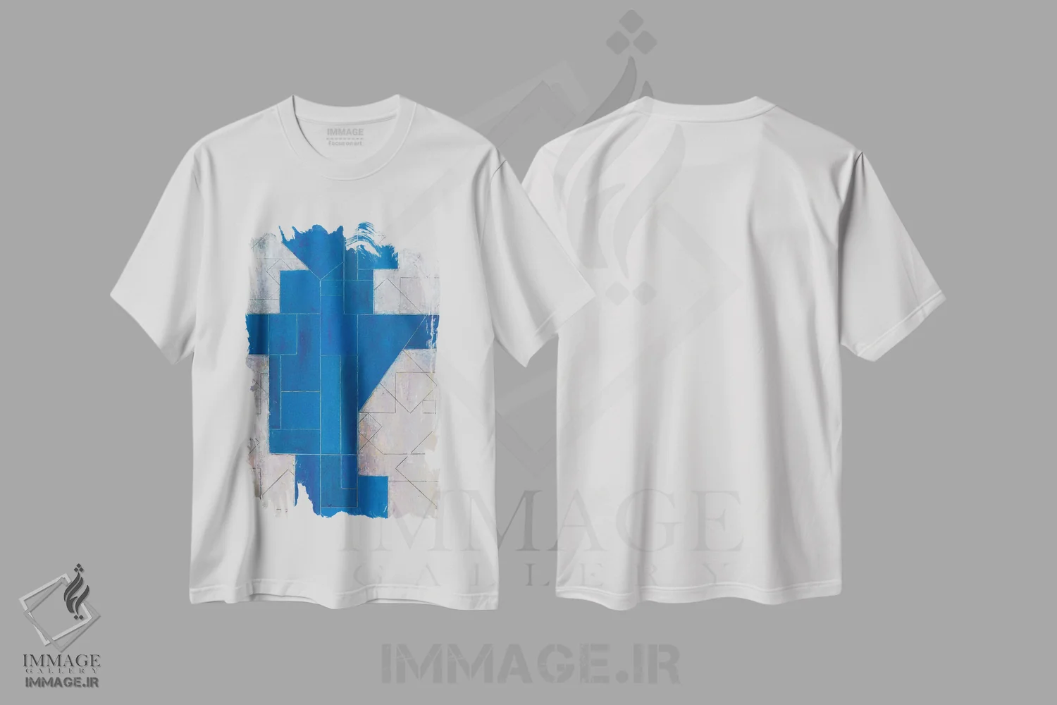 تیشرت سفید طرح دار پیشگو آبی اثر استیفن چیمینی | immage.ir