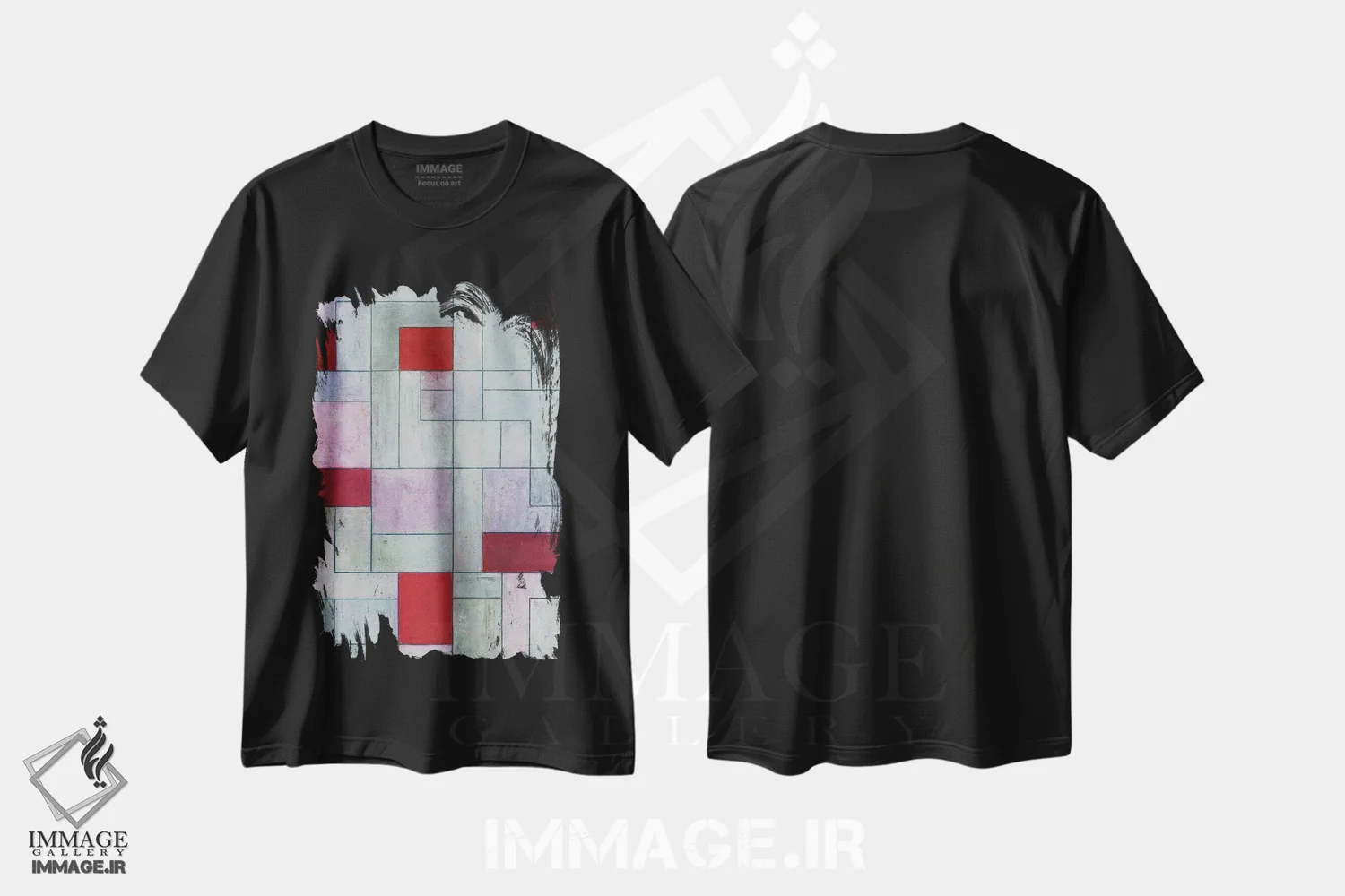 تیشرت مشکی طرح دار مسائل خاکستری: قرمز اثر استیفن چیمینی | immage.ir