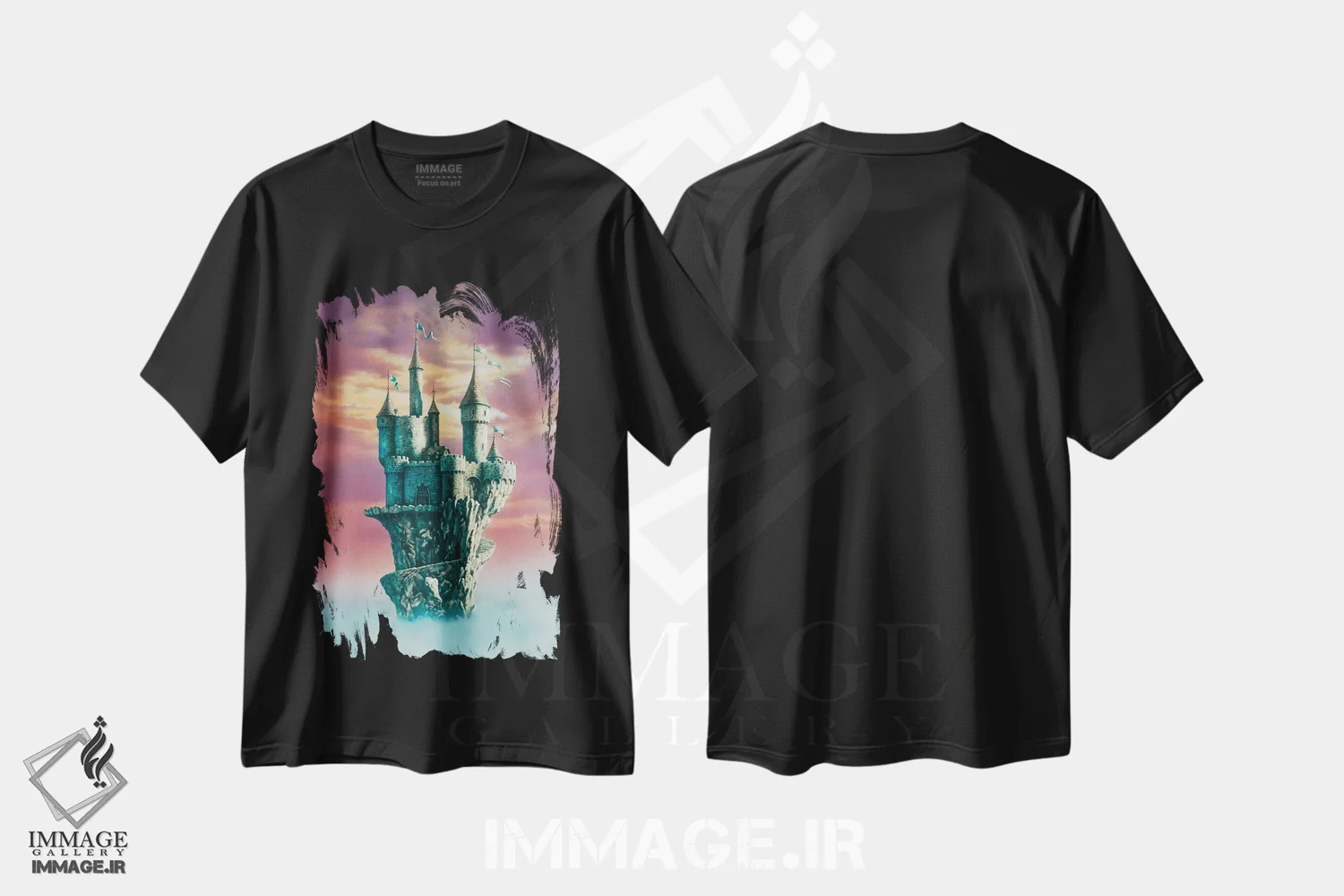 تیشرت مشکی طرح دار قلعهٔ پادشاه انچ، مدیوم اثر سیروئلو | immage.ir