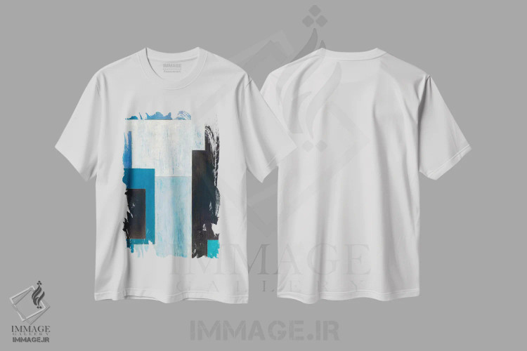 تیشرت سفید طرح دار روح آبی اثر استیفن چیمینی | immage.ir
