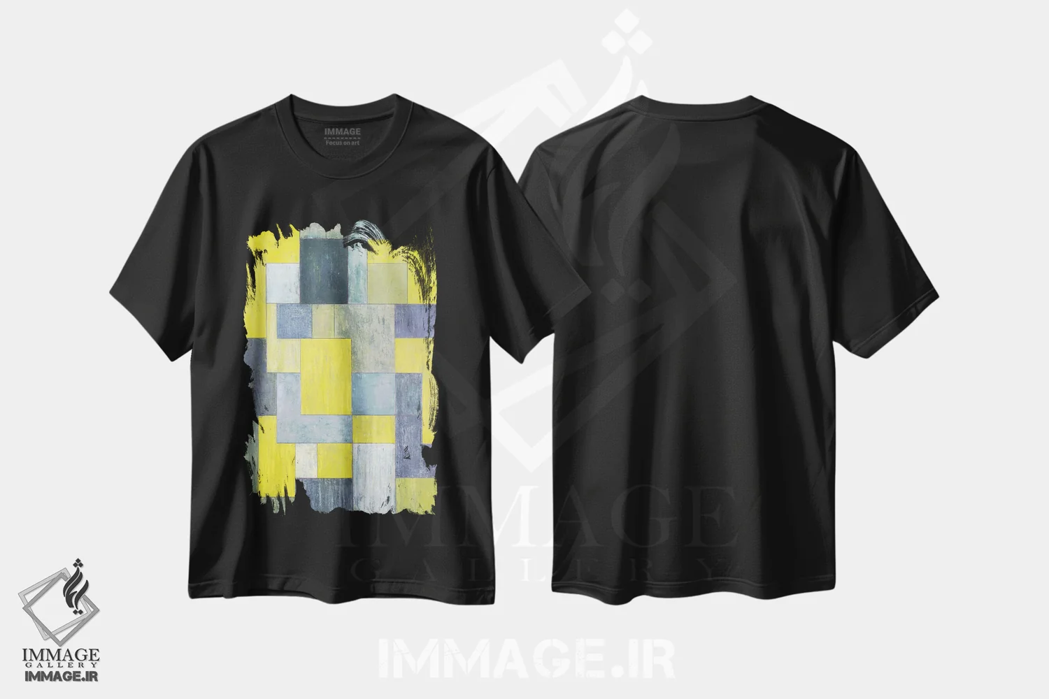 تیشرت مشکی طرح دار بهشت شهری اثر استیفن چیمینی | فروشگاه ایماژ