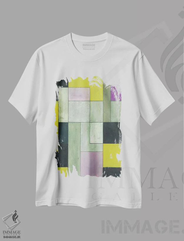 تیشرت سفید طرح دار مسائل خاکستری: سبز روشن اثر استیفن چیمینی | فروشگاه ایماژ