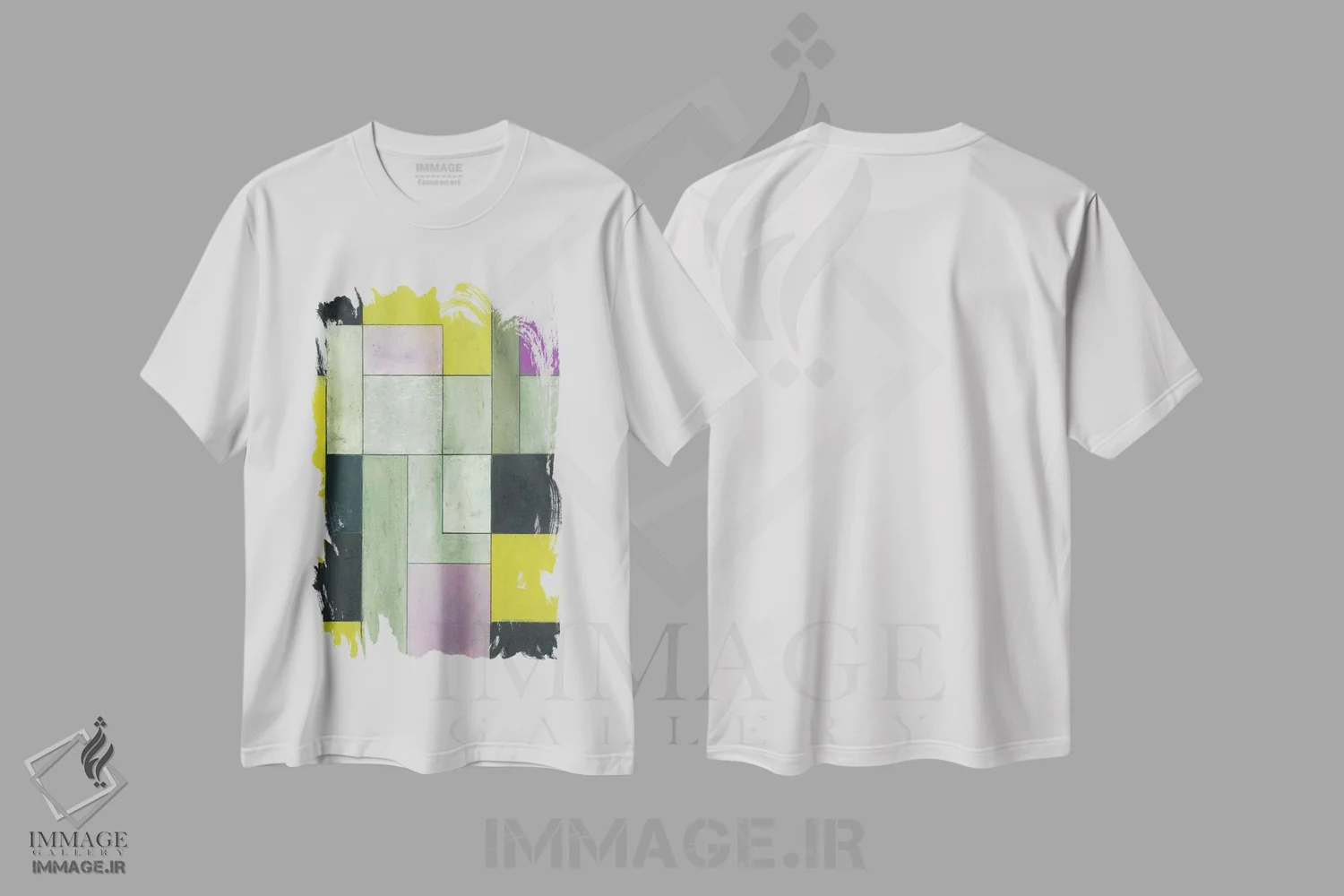 تیشرت سفید طرح دار مسائل خاکستری: سبز روشن اثر استیفن چیمینی | فروشگاه ایماژ