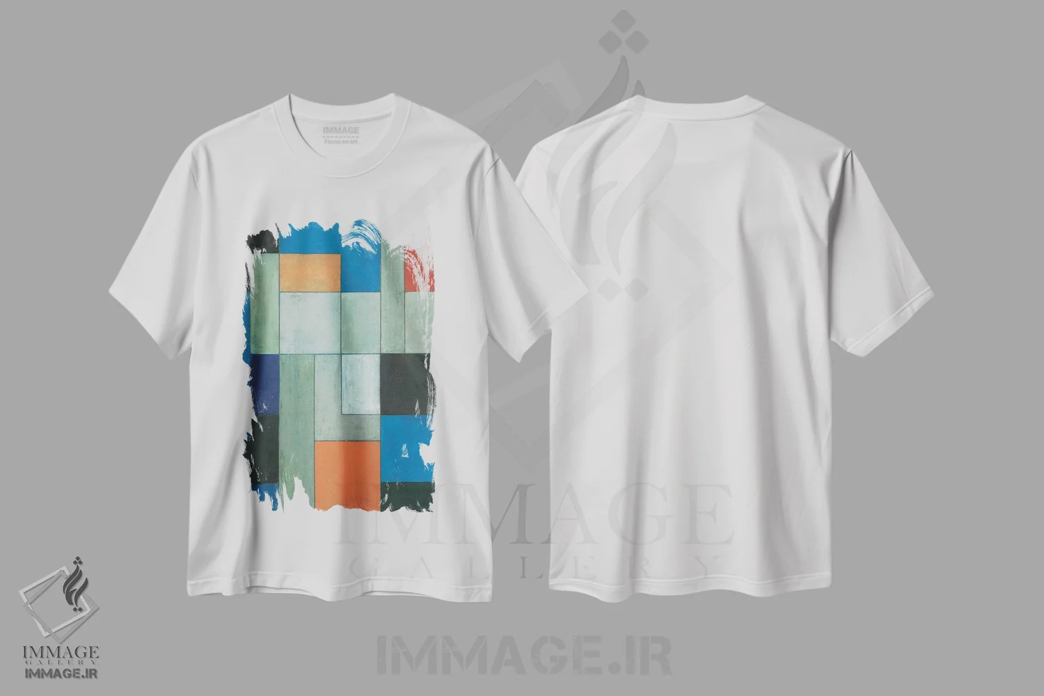 تیشرت سفید طرح دار مسائل خاکستری: آبی اثر استیفن چیمینی | immage.ir