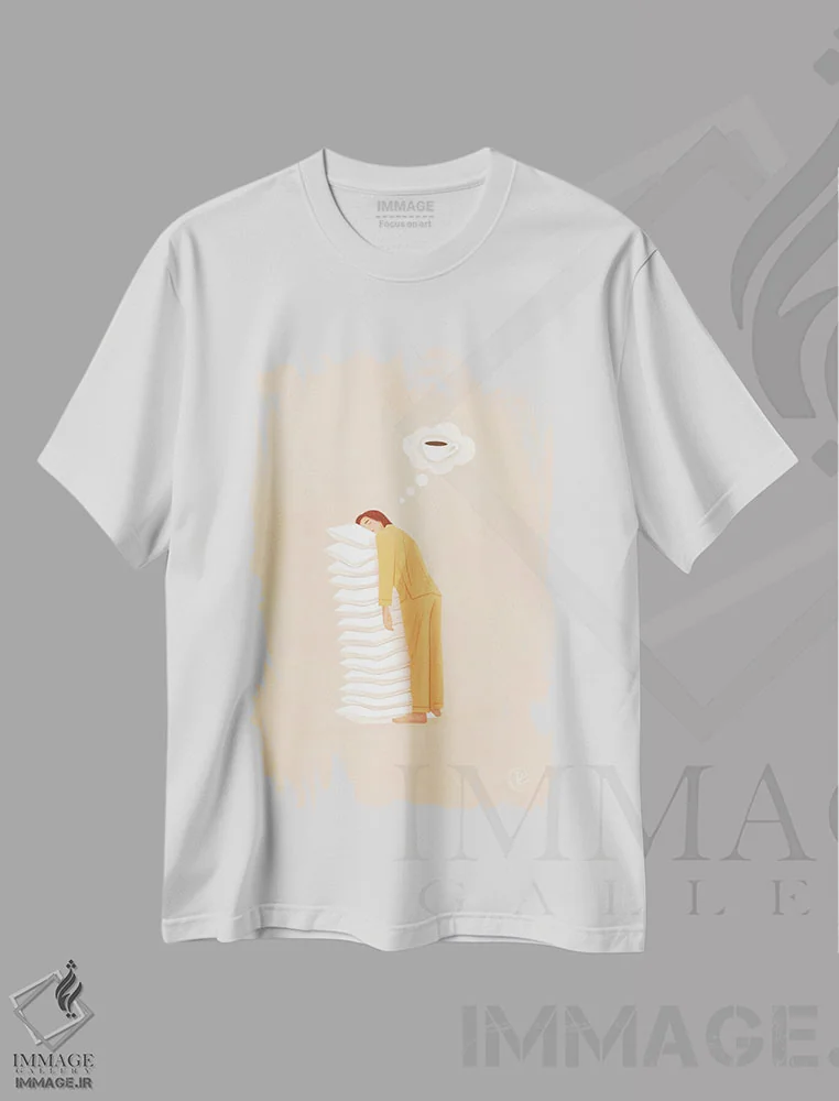 تیشرت سفید طرح دار جایگزین طبیعی برای خواب، هنر دیجیتال اثر اله چیریتسکو | فروشگاه ایماژ
