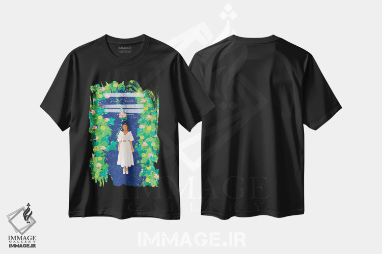 تیشرت مشکی طرح دار قلبش باغی رازآلود بود، هنر دیجیتال اثر اله چیریتسکو | فروشگاه ایماژ