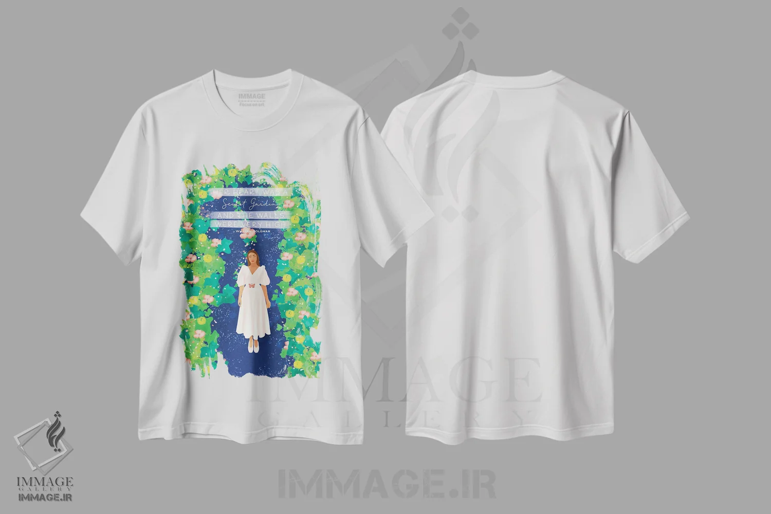 تیشرت سفید طرح دار قلبش باغی رازآلود بود، هنر دیجیتال اثر اله چیریتسکو | immage.ir