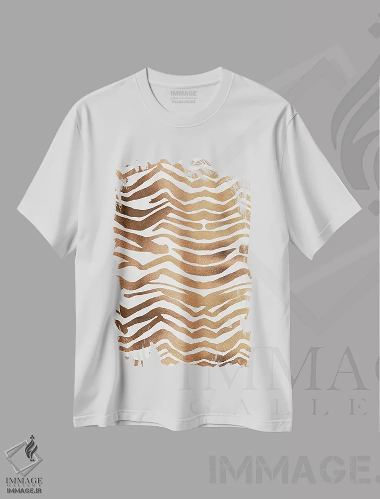 تیشرت سفید طرح دار رزگلد، تزئینی اثر کت کوکیلت | فروشگاه ایماژ