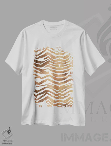 تیشرت سفید طرح دار رزگلد، تزئینی اثر کت کوکیلت | فروشگاه ایماژ