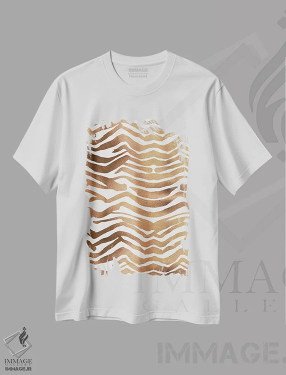 تیشرت سفید طرح دار رزگلد، تزئینی اثر کت کوکیلت | فروشگاه ایماژ