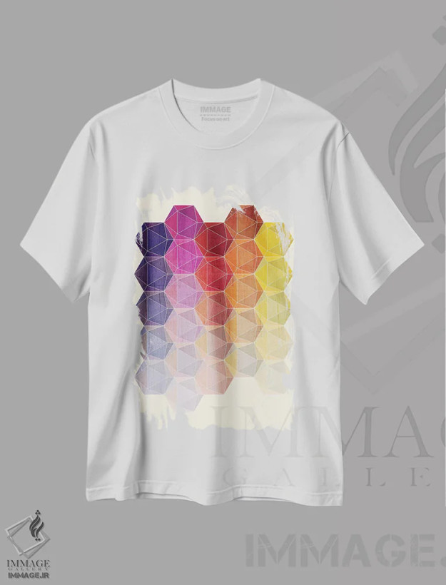تیشرت سفید طرح دار هدرون ۱، آبستره اثر چایا شرادر | فروشگاه ایماژ
