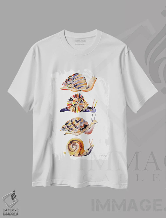 تیشرت سفید طرح دار مجموعه حلزون، تزئینی اثر کت کوکیلت | immage.ir