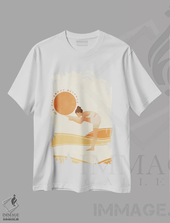 تیشرت سفید طرح دار همه چیز دربارهٔ تعادل است، هنر دیجیتال اثر اله چیریتسکو | immage.ir