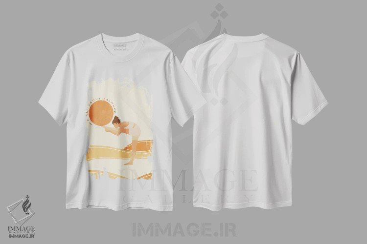 تیشرت سفید طرح دار همه چیز دربارهٔ تعادل است، هنر دیجیتال اثر اله چیریتسکو | immage.ir