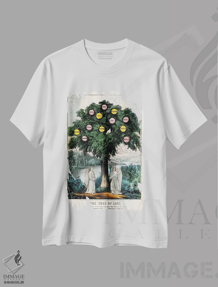 تیشرت سفید طرح دار 1870,درخت زندگی، ۱۸۷۰، هنر فاخر کلاسیک اثر کاریه و آیووز | immage.ir