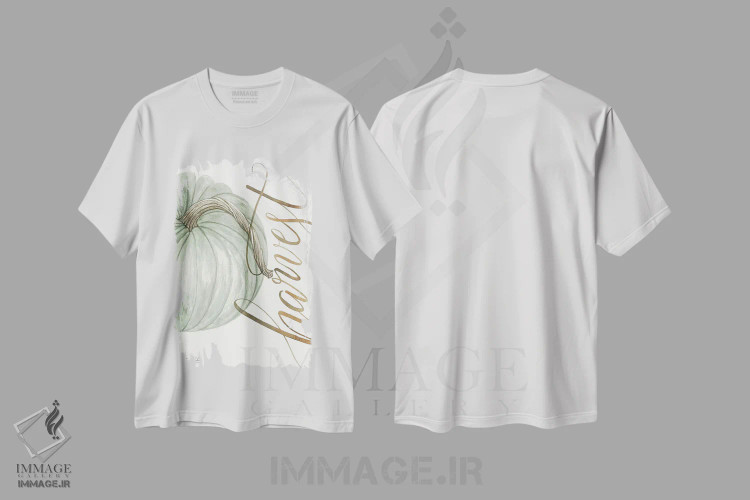 تیشرت سفید طرح دار کدوی برداشت، تزئینی اثر سیندی جیکوبز | فروشگاه ایماژ