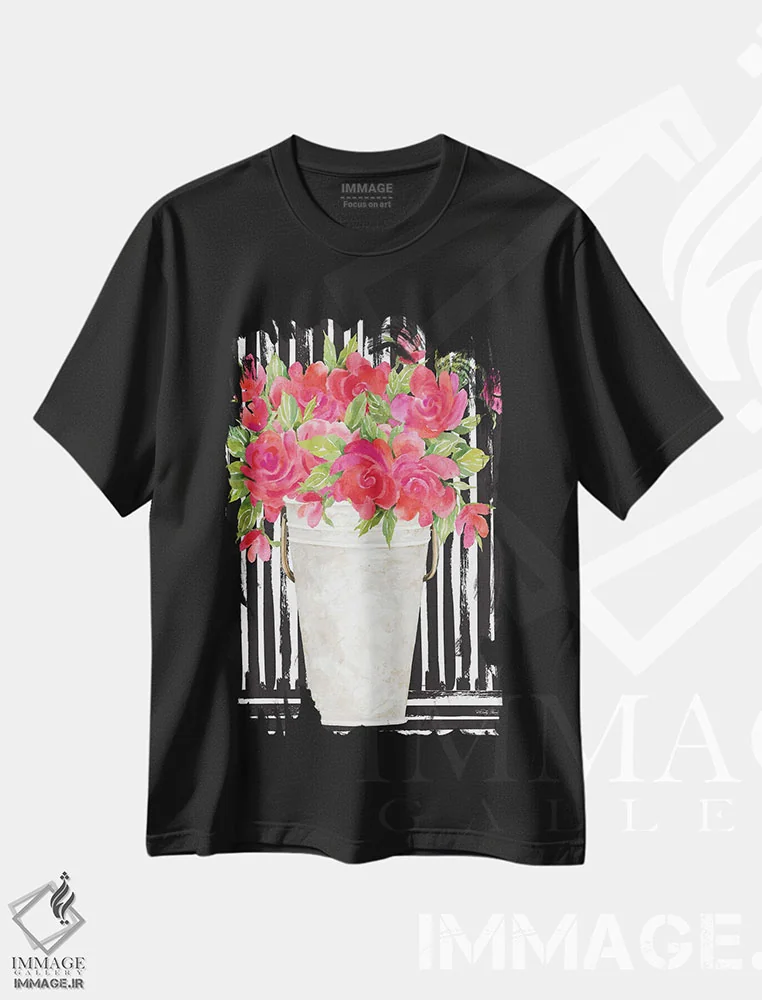 تیشرت مشکی طرح دار فوکوسیاها II، تزئینی اثر سیندی جیکوبز | فروشگاه ایماژ