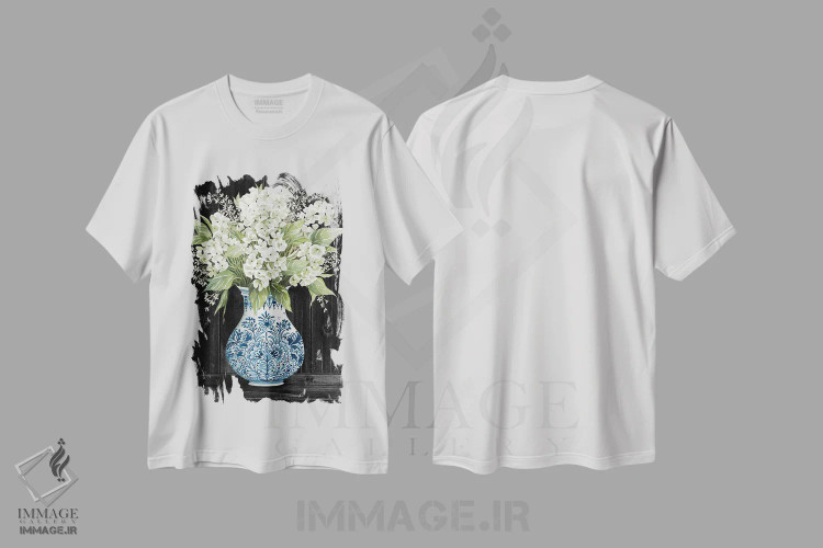 تیشرت سفید طرح دار ظرافت هورتانسیا، دکور معاصر اثر سیندی جیکوبز | immage.ir