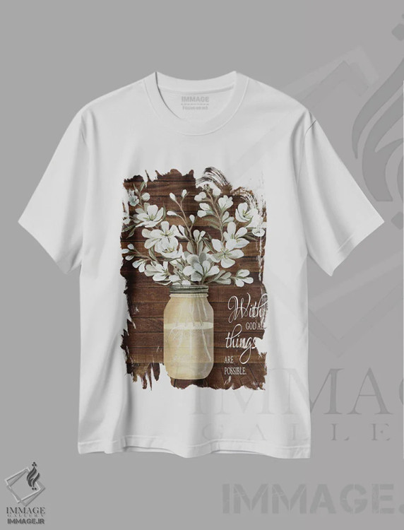 تیشرت سفید طرح دار همه چیز ممکن است، دکور روستایی اثر سیندی جیکوبز | immage.ir