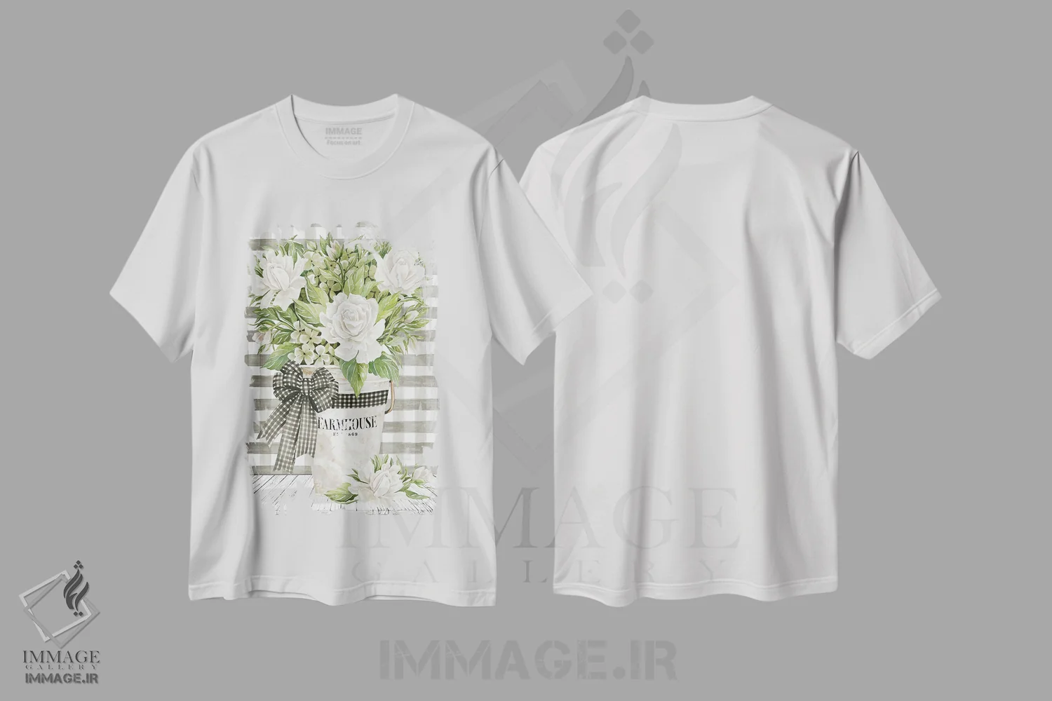 تیشرت سفید طرح دار رزهای خانه روستایی، دکور روستایی اثر سیندی جیکوبز | فروشگاه ایماژ
