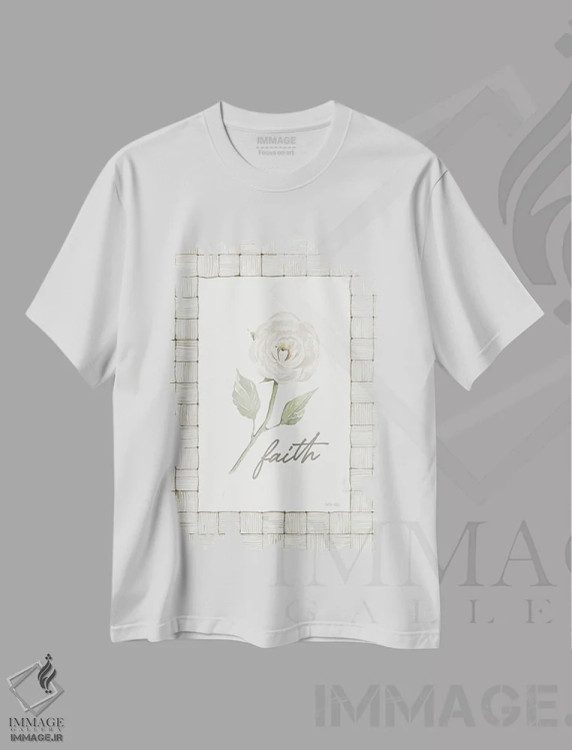 تیشرت سفید طرح دار گل ایمان، مدیوم اثر سیندی جیکوبز | فروشگاه ایماژ