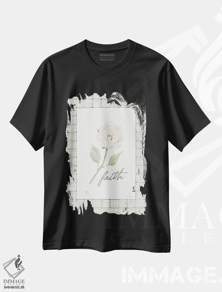 تیشرت مشکی طرح دار گل ایمان، مدیوم اثر سیندی جیکوبز | immage.ir