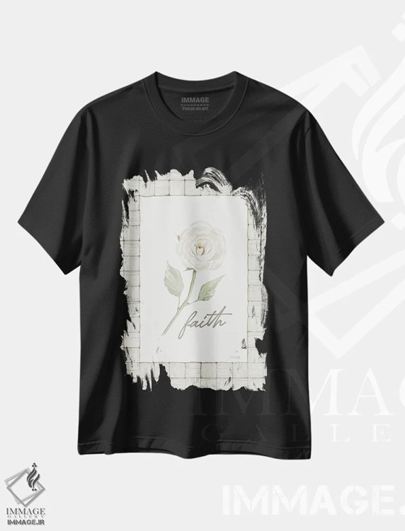 تیشرت مشکی طرح دار گل ایمان، مدیوم اثر سیندی جیکوبز | immage.ir