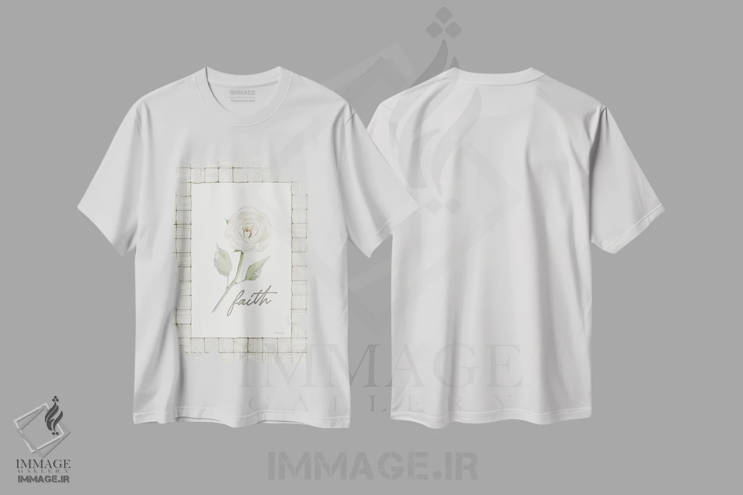 تیشرت سفید طرح دار گل ایمان، مدیوم اثر سیندی جیکوبز | فروشگاه ایماژ