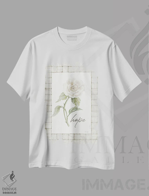 تیشرت سفید طرح دار گل امید، مدیوم اثر سیندی جیکوبز | فروشگاه ایماژ